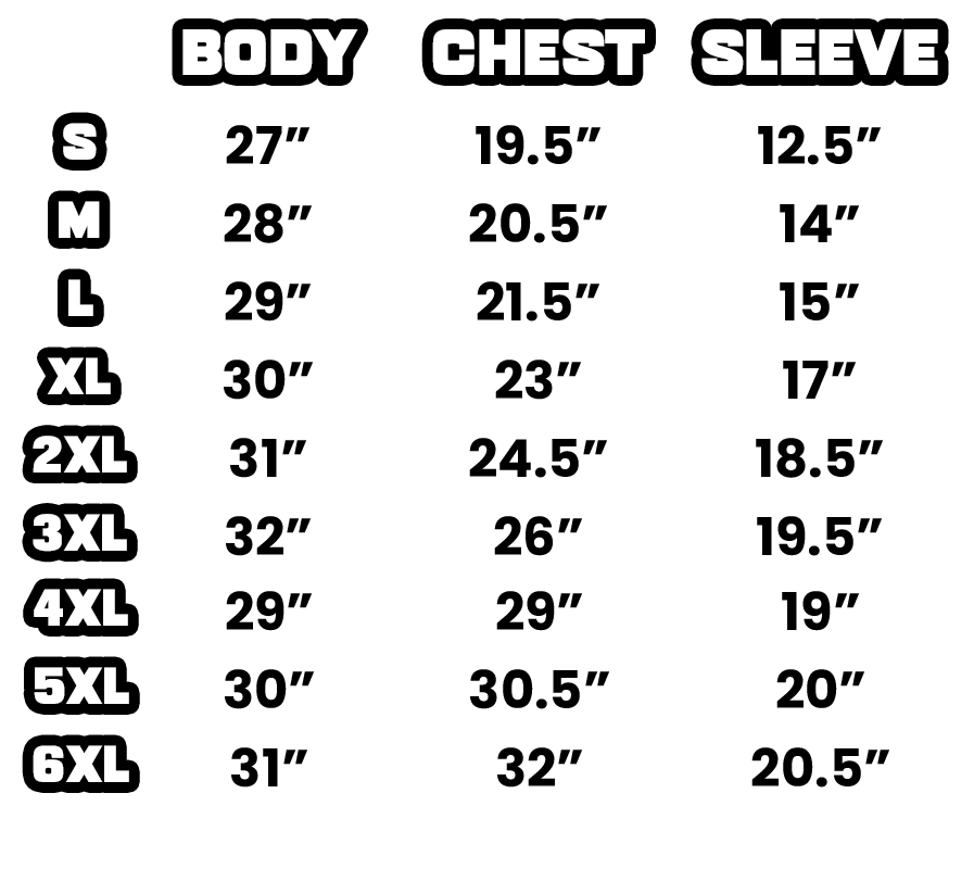  Size Chart